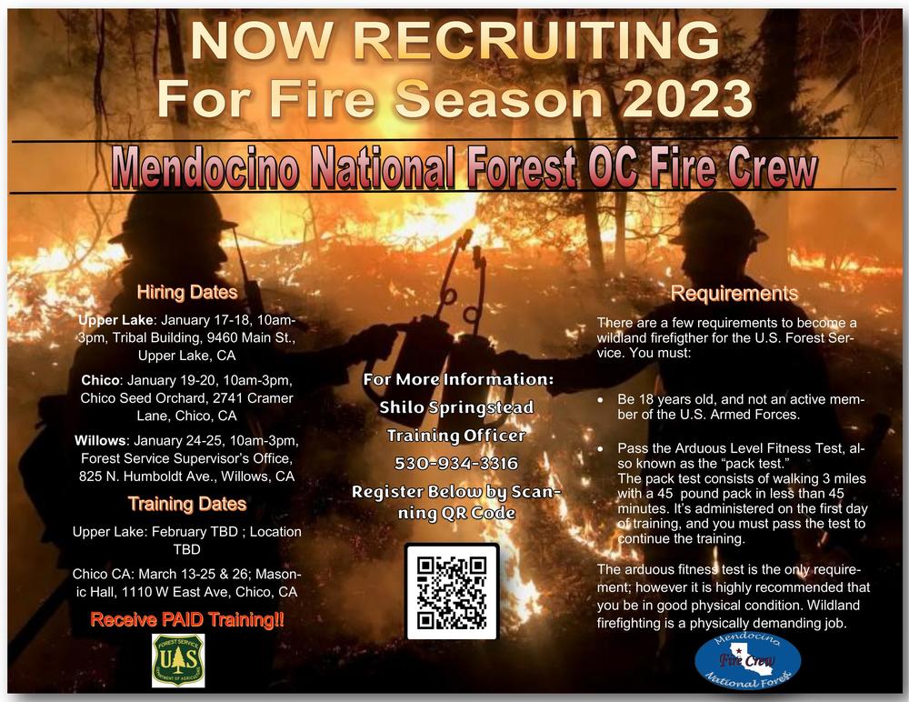 Now Recruiting  for Fire Season 2023